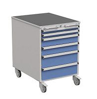 Тумба с выдвижными ящиками высота 795 мм, открывание 85% серия 55/66, Treston 61207302, на колесах, синяя