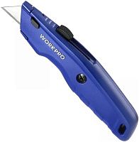 Нож алюминиевый с быстрой сменой лезвий Workpro WP213019, синий