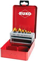 Набор зенковок 6,3-20,5 мм, 90°, шестигранный хвостовик 1/4", HSS-G TiN RUKO 102319T, 6 шт