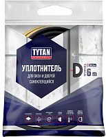 Уплотнитель самоклеящийся для окон и дверей 9х7,5 мм, 6 м D-профиль TYTAN Professional 19729, черный
