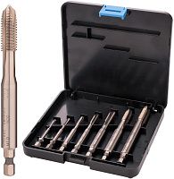 Набор метчиков машинных М3-М12 HSSE DIN 371/376 Volkel 47975, метрическая резьба, 6-гранный хвостовик, 7 предметов