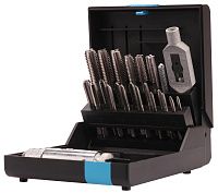 Набор метчиков комплектных М3-М12 DIN 352 HSS-G + 2 воротка Volkel 47075, левая резьба, 23 предмета, пластиковый кейс