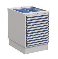 Тумба с выдвижными ящиками высота 800 мм, открывание 100% серия 55/66, Treston 61207217, синяя