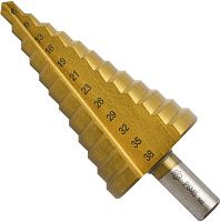 Сверло по металлу ступенчатое 6-38 мм Р6М5 TiN Волжский инструмент 5038007, в пластиковой упаковке