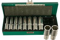 Набор торцевых головок 1/2"DR, глубоких, диаметром 10-24 мм Jonnesway S04HD411S, 10 штук