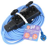 Морозостойкий силовой удлинитель 3 розетки 20 м 16 А IP54 КУБ PC-3GF-R-20(IP)