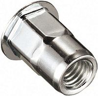 Резьбовая заклепка М10 с цилиндрическим бортиком, шестигранная 1/2, нержавеющая сталь А2