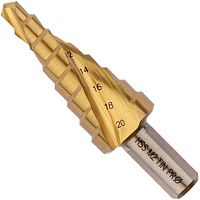 Изображение товара Сверло по металлу ступенчатое 6-52 мм HSS-G M2 TiN Профоснастка Эксперт 30106024, в упаковке