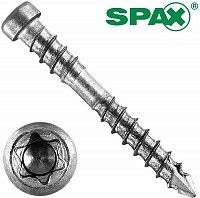 Саморез для террасной доски SPAX с цилиндрической головкой, переменной резьбой и шлицем T-Star, CUT-point, нержавеющая сталь А2