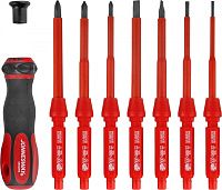 Изображение товара Отвёртка диэлектрическая со сменными стержнями Jonnesway DV15109S, 9 предметов