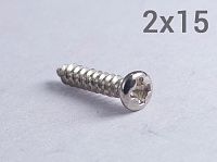 Шуруп полусфера 2х15 мм с острым концом, оцинкованная сталь