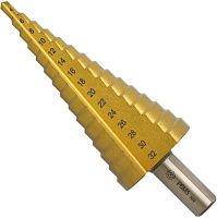 Сверло по металлу ступенчатое 4-32 мм Р6М5 TiN Волжский инструмент 5038004, в пластиковой упаковке