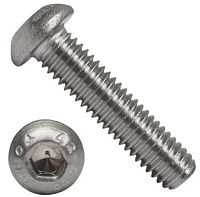 Винт М12х16 с полукруглой головкой и внутренним шестигранником DIN 7380, нержавеющая сталь А2
