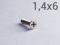 Шуруп 1,4х6 с потайной головкой и острым концом (цинк) Шуруп 1,4х6 с потайной головкой и острым концом (цинк)