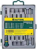 Отвёртка с насадками для точных работ Kraftool Precision-20 25611-H12, 13 предметов в кейсе