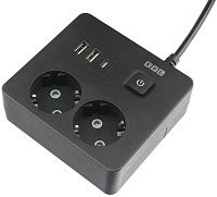Удлинитель квадратный 2 розетки 3 USB-порта КУБ 