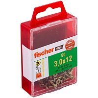 Саморез потай 3х12 мм Fischer FPF-SZ YZF 653920, полная резьба, желтый цинк (50 шт)