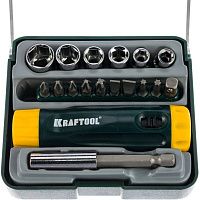 Отвертка реверсивная с насадками Kraftool Bit-Lock-18 26143-H18, 18 предметов в кейсе