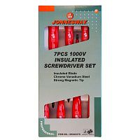 Изображение товара Набор отверток диэлектрических SL0.4-1.2, PH0-2 Jonnesway D02AC07S, 7 предметов