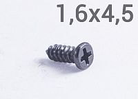 Шуруп 1,6х4,5 с плоской шляпкой и острым концом (черный)