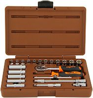 Изображение товара Набор торцевых головок 1/4"DR с аксессуарами Ombra 911423, 23 штуки