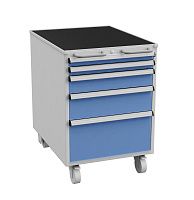 Тумба с выдвижными ящиками высота 795 мм, открывание 85% серия 55/66, Treston 61207304, на колесах, синяя