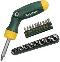 Отвертка реверсивная рычажная с насадками Kraftool X-Hard-21 26151-H21, 21 предмет