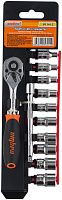 Изображение товара Набор торцевых головок 1/4"DR, диаметр 4-13 мм, с аксессуарами Ombra 911412, 12 штук