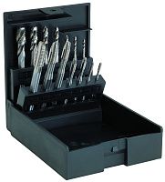 Набор машинных метчиков М3-М12 ISO 529 HSSE (B/4-5P, C/2-3P R35) Volkel 47901, 14 предметов, пластиковый кейс