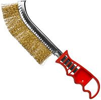 Щетка ручная однорядная с пластмассовой рукояткой, витая стальная латунированная проволока, Mirax 35112-1