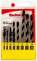 Набор свёрл по бетону и камню 3-10 мм D-C CTS 8 DIN 8039 Fischer 536607, 8 штук