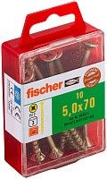 Саморез потай 5х70 мм Fischer FPF-SZ YZP 653971, неполная резьба, желтый цинк (10 шт)