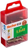 Саморез потай 5х40 мм Fischer FPF-SZ YZP 653967, неполная резьба, желтый цинк (20 шт)