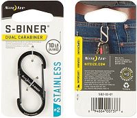 Карабин нержавеющий универсальный Nite Ize S-Biner SB2-03-01, размер 2 (черный)