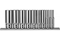 Набор торцевых головок 1/2"DR, глубокие, внешний TORX, диаметр Е10-Е24 Ombra 912709, на держателе, 9 штук