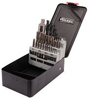 Набор метчиков комплектных М3-М12 DIN 352 HSS-G + вороток и сверла Volkel 49510, 29 предметов, металлический кейс