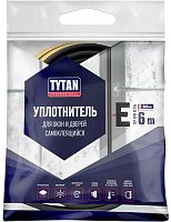 Уплотнитель самоклеящийся для окон и дверей 9х4 мм, 6 м E-профиль TYTAN Professional 19644, черный