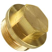 Пробка-заглушка дюймовая G с шестигранной головкой и фланцем DIN 910, латунь
