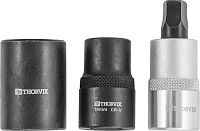 Изображение товара Набор головок торцевых и насадки со вставкой-битой с пятигранным профилем для обслуживания тормозных механизмов 1/2"DR Thorvik PBCSS3, 3 шт