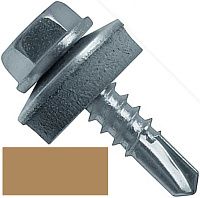 Винт самосверлящий по металлу 4,8х25 мм, с шайбой EPDM, SD 3 Fasty P2594250AM, RAL 1011 коричнево-бежевый