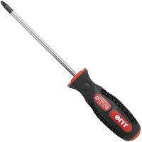 Отвертка с прорезиненной ручкой PZ1х100 мм FIT Универсал 55152, хромованадиевая сталь