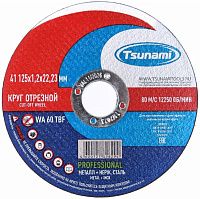 Круг отрезной по металлу и нержавеющей стали 125х1,2х22,2 мм, WA 60 T BF 80 Professional Луга-Абразив Tsunami D16170125122200