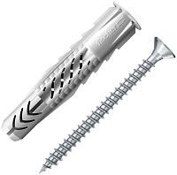 Универсальный дюбель UХR 6х35 S с кромкой и потайным шурупом Fischer 090877, нейлон, 10 шт в блистере