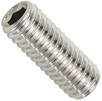 Винт дюймовый установочный HEX с плоским концом UNC 1/4"-20 х 1/2" (12,7 мм) DIN 913, нержавеющая сталь А2