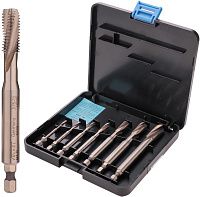 Набор метчиков машинных спиральных М3-М12 HSSE DIN 371/376 Volkel 47976, метрическая резьба, 6-гранный хвостовик, 7 предметов