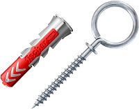 Дюбель 6х30 с рым-крюком OH Fischer DUOPOWER K NV 535005, нейлон, 4 штуки в блистере