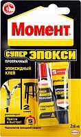 Универсальный эпоксидный клей Момент Супер Эпокси 1405797 2х6 мл в шоубоксе, прозрачный