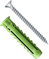 Дюбель SX Green 6x30 S Fischer 524866 с кромкой и потайным шурупом, зелёный нейлон