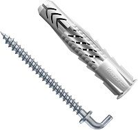 Дюбель UX 10х60 R с кромкой и саморезом с костылём WH K NV Fischer 94626, нейлон, 2 шт в блистере