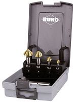 Набор зенковок 6,3-25 мм, 90°,3 режущие кромки, DIN335C, HSS-TiN RUKO 102154TRO, 5 шт